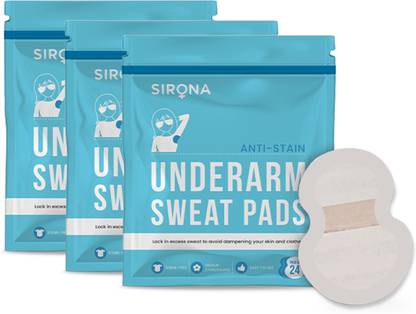 SIRONA Under Arm Sweat Pads - 72 Pads (3 Pack - 24 Pads Each) Sweat Pads