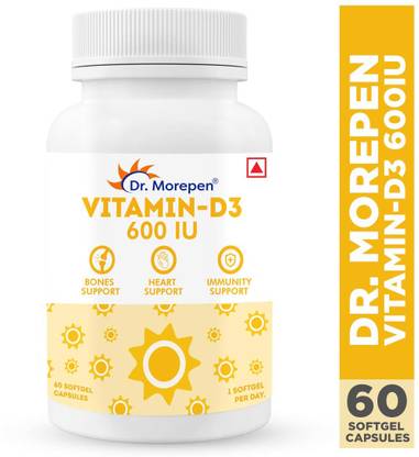 Dr. Morepen Vitamin D3 600IU Strength |Optimum RDA Value |Active Form Vit D3-Cholecalciferol