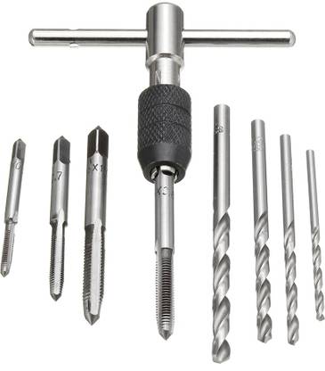 metrotools T-HANDLE RATCHET TAP WRENCH WITH M3-M6 TAPS AND DRILLS Single Sided T Type Wrench