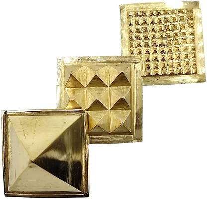 Multi Bazar Metal Triangular Pyramid for Positive Energy 3 Layer Plate Set Decorative Showpiece  -  3 cm