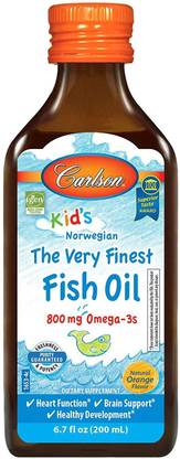 Carlson Laboratories Very Finest Fish Oil Orange for Kids, 200ml Orange Flavored Liquid