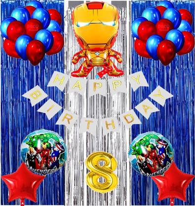 Attache Iron Man Theme Birthday Decoration Items or Kit (8 Happy Birthday)