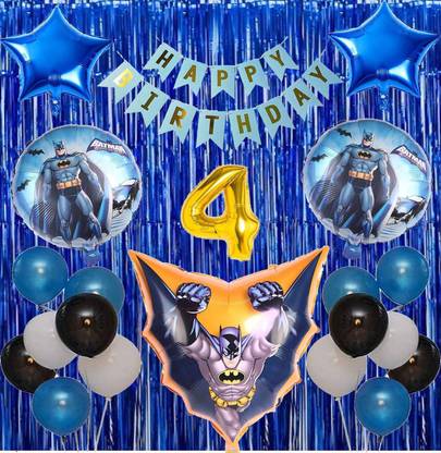 Attache Batman Theme Birthday Decoration Items or Kit (4 Happy Birthday)