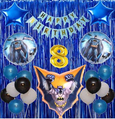 Attache Batman Theme Birthday Decoration Items or Kit (8 Happy Birthday)
