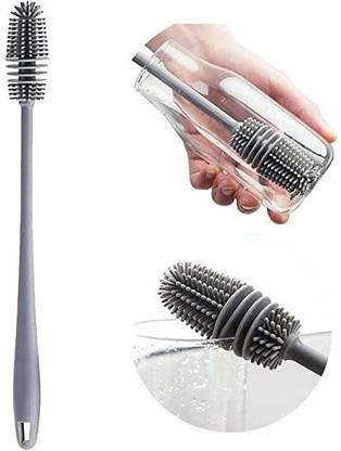 SWIISH Plastic and Glass Water Bottle Cleaning Brush Grey(Silicone Material)(Pack of 1)
