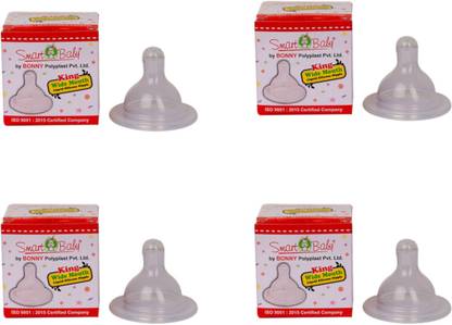 Smart Baby Wide Mouth Nipple for feeding bottles (Pack of 4) Variable Flow Nipple
