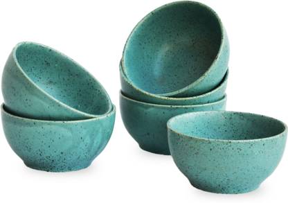 SterlingStar Ceramic Serving Bowl Handmade White Matte Polka Dot Dinner Ceramic Hand Printed Bowl Set - Set of 6