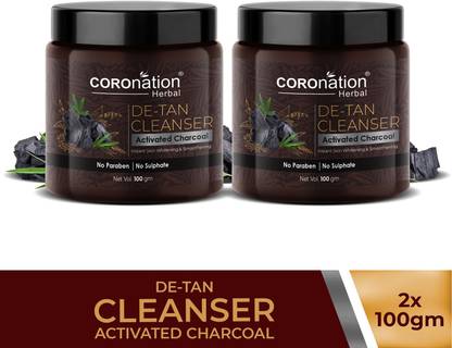 COROnation Herbal Activated Charcoal De-Tan Cleanser - Pack of 2 Face Wash