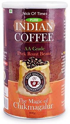 Nick Of Time Whole Coffee Beans from Chikmagalur,100% Arabica AA Grade Dark Roast Coffee Beans
