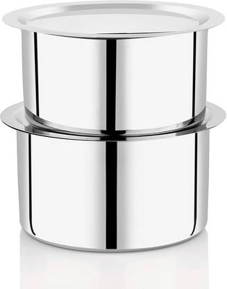 Strobine 2 Stainless Steel Tope Set With Lid, Cookware Pot, Cooking Patila, Milk Tope Set Non-Stick Coated Cookware Set