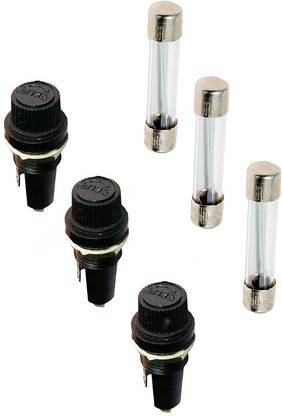Ovicart 6.35x25mm Fuse Holder With 250V Fast 25A Glass Fuse (Pair of 3) Electrical Fuse