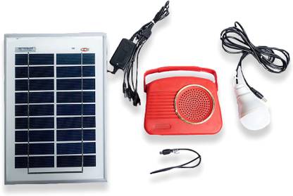 SOLAR UNIVERSE INDIA Solar Mini Home Lighting System with 1 LED FM Radio Mobile Charger & Solar Panel 7 hrs Flood Lamp Emergency Light