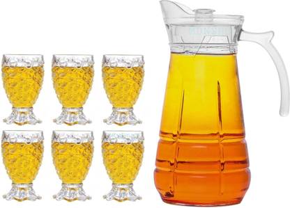 Joy2u (pack of 7) Glassware Imported Crystal Glass & Pitchers Jug (1.7 L) 6 Glass Jug Glass Set
