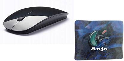 ANJO Combo Ultra Slim with 4 Buttons, 3 DPI Modes & Mouse Pad 9x7.5 Wireless Ambidextrous Optical  Gaming Mouse  with Bluetooth