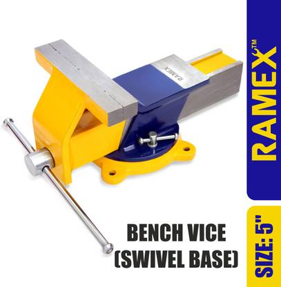 RAMEX Bench Vise , Bench vice , 5" (125mm) Heavy Duty Swivel Base All Steel Bench Vice Multi Vise Tool