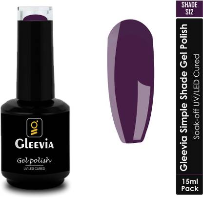 Gleevia UV LED Soak-Off Simple Shade Gel Polish for Professionals 15ml Brush Cap S12 Shade S12