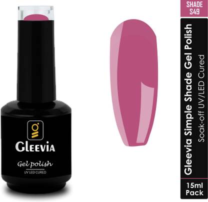 Gleevia UV LED Soak-Off Simple Shade Gel Polish for Professionals 15ml Brush Cap S49 Shade S49