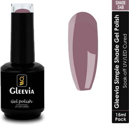 Gleevia UV LED Soak-Off Simple Shade Gel Polish for Professionals 15ml Brush Cap S48 Shade S48