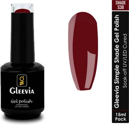 Gleevia UV LED Soak-Off Simple Shade Gel Polish for Professionals 15ml Brush Cap S38 Shade S38