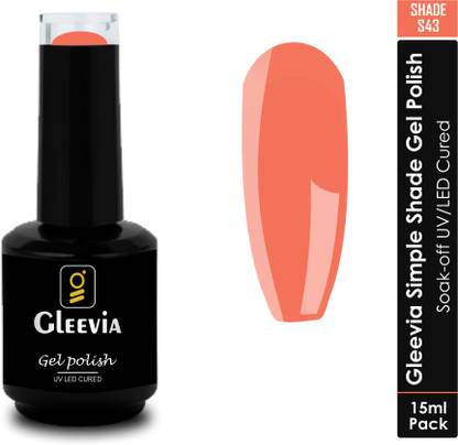 Gleevia UV LED Soak-Off Simple Shade Gel Polish for Professionals 15ml Brush Cap S43 Shade S43