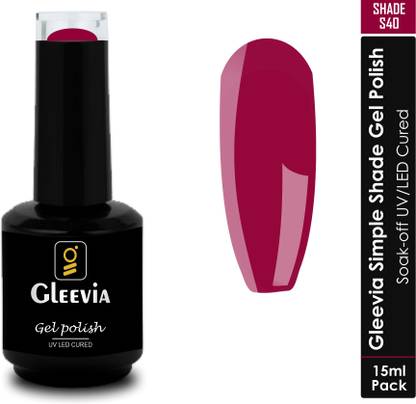 Gleevia UV LED Soak-Off Simple Shade Gel Polish for Professionals 15ml Brush Cap S40 Shade S40
