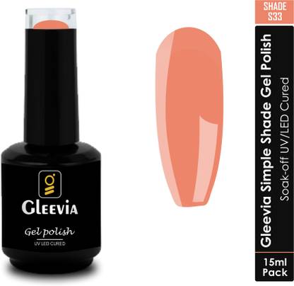 Gleevia UV LED Soak-Off Simple Shade Gel Polish for Professionals 15ml Brush Cap S33 Shade S33