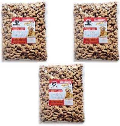 Unik Dog Pet Food Calcium Treat Healthy Chicken Puppy Dog Biscuits Chicken 3 kg (3x1 kg) Dry New Born Dog Food