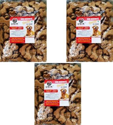 Unik Dog Pet Food Calcium Treat Healthy Vegetarian Dog Biscuits Oats 3 kg (3x1 kg) Dry Adult, New Born Dog Food