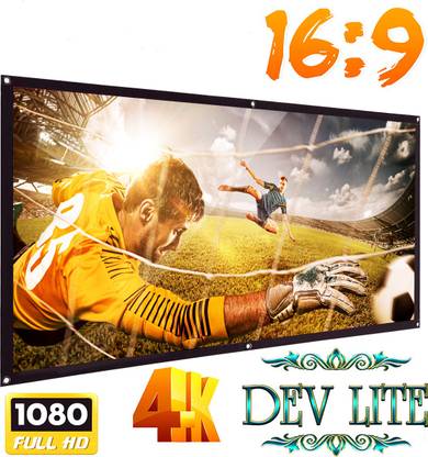Dev Lite Premium 70 Inch- 5.1Ft x 2.9Ft (Anti-Creased) (Foldable) (Anti-Light) 16:9 4K Eyelet HG Projector Screen (Width 155 cm x 87 cm Height)
