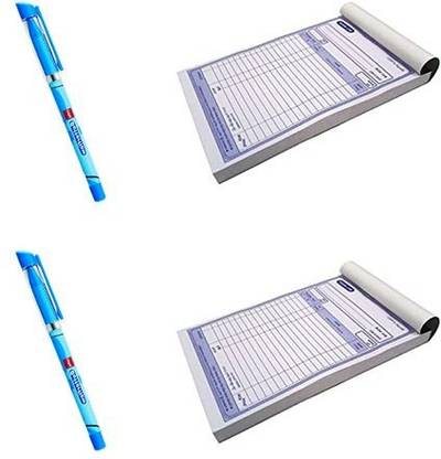 Kshivi 2 A5 Size Bill Book 200 Pages (100 Printed and 100 Plain) With 2 Butterflow Pen 2 Bill Book With 2 Pen 1-Part Bill Book