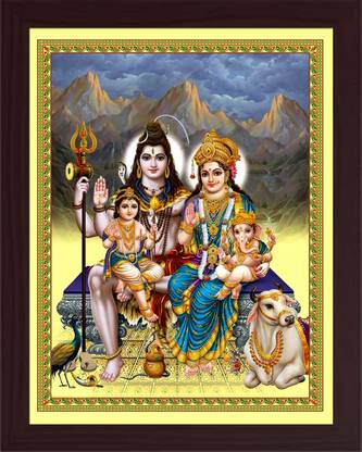 एन डी फ्रेम शिव परिवार फोटो फ्रेम विथ लैमिनेटेड रिलीजियस फ्रेम