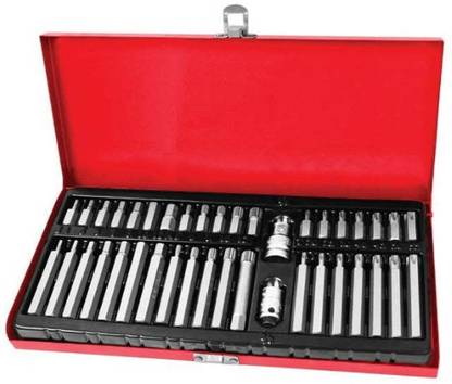 Inditrust 40pc Torx Star Spline Hex Allen Key bit Set 3/8 & 1/2 Drive T20-T55 Socket Set Socket Set