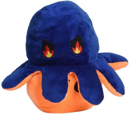Mumuso Plush Muppet Reversible Octopus 8" Animal Stuffed Soft Toy | Blue Orange  - 8 inch