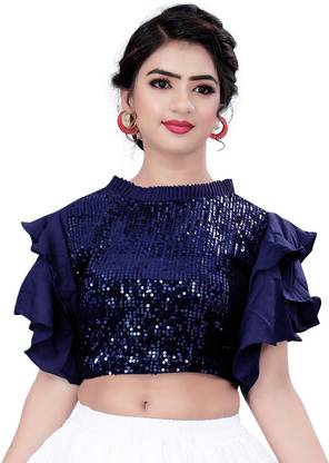 Party Embellished Women Blue Top