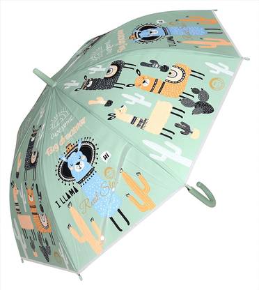 CHAATEWALA Llama Design Waterproof & Windproof Umbrella-Mint Green,Cactus And Llama Pattern Umbrella