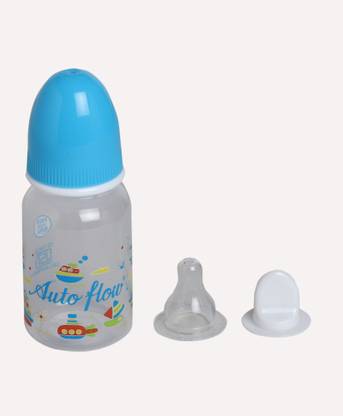 Auto Flow Premium Mini Feeding Bottle Bottle (With Spoon) | 125ml | Blue - 125 ml