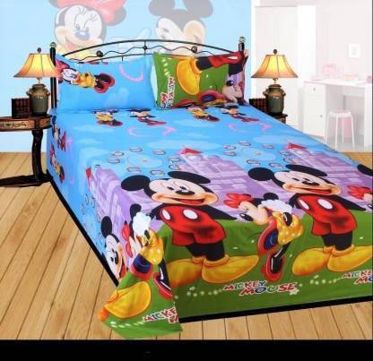Makhija 140 TC Polycotton Double Cartoon Flat Bedsheet