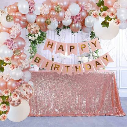 Prihit Rose Gold Birthday Decoration Set For Birthday Decorations For Girls Women Mom