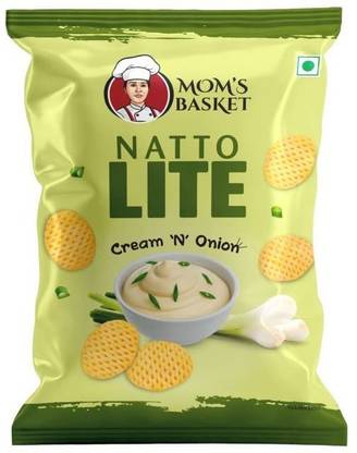MOM'S BASKET Cream ' N' Onion Nattolite Snacks | Tasty, Healthy & Crispy Snacks (70 gm) Nachos