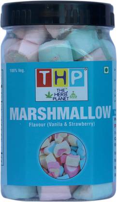 THE HERBS PLANET Heart Shape Marshmallow Candy 80 Pieces Pure Veg Marshmallow Vegan Flavour Strawberry, Vanilla Marshmallow