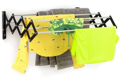 LOOZITO Steel Wall Cloth Dryer Stand 7 ROD-Stainless Steel Wall Mount/Mounted/Mounting Foldable Clothes Drying Stand