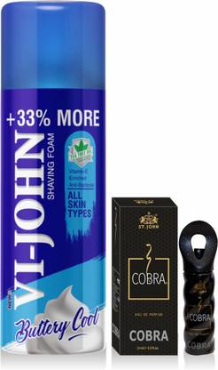 VI-JOHN Shave Foam 400GM For All Type of Skin & Cobra Perfume 30ML