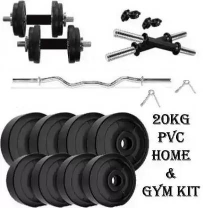 L'AVENIR Fitness 20KG(3kg*4 + 2kg*4) Weight Plates Dumbbells Set, 3ft bend rod Adjustable Dumbbell