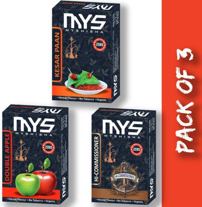 MYSHISHA Premium Quality Herbal Hookah Kesar Paan, Double Apple, Hi-Commissioner Hookah Flavor