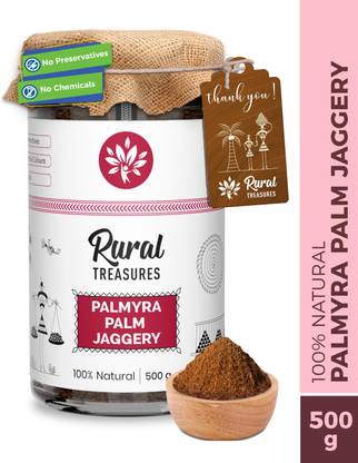Rural Treasures Jaggery Powder | Palmyra Palm Jaggery | Preservative Free | Tadgola, Ice Apple Powder Jaggery