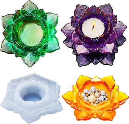 Snoogg Silicone Fondant & Gum paste Mould Silicone resin molds for Tea light Candle - Lotus shape