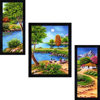 pnf Hand Painting Landscape Scenery Set of 3 painting-2480- Digital Reprint 13.5 inch x 10.5 inch Painting