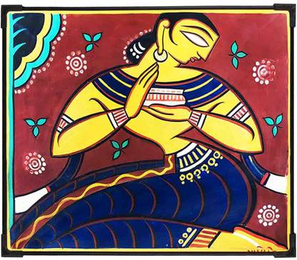 FURNATO | JAMINI ROY Painting Collection – GOPINI - MDF586 Digital Reprint 12 inch x 14 inch Painting