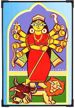FURNATO | JAMINI ROY Painting Collection – Maa Durga - MDF583 Digital Reprint 18 inch x 12 inch Painting