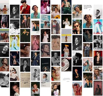 Aesthetic Wall Collage Kit || 60pcs (4×6inchs) Harry Styles Aesthetic Posters Water Resistant Paper Comes With Adhesive Tape From Top To Bottom Photographic Paper